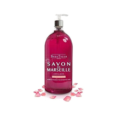 image produit BEAUTERRA Savon Liquide Rose Ancienne, 1L - Beauté Intemporelle & Apaisement