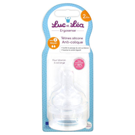 image produit Tétine LUC et LEA Ergos Silicone Débit M x2 - Flux Moyen pour une Transition Alimentaire Douce