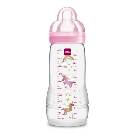 image produit MAM Biberon 2ème Âge Cercle Rose, 330ml - Confort & Design pour les Petits Explorateurs