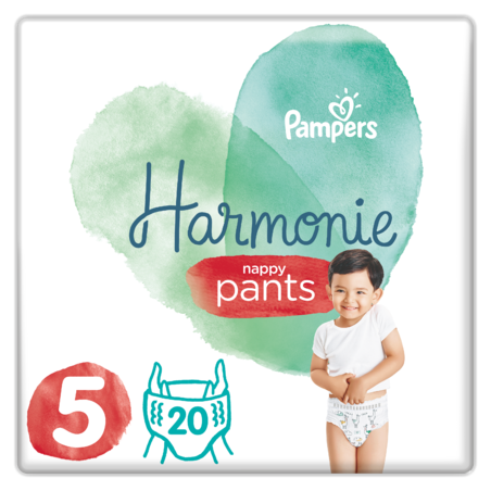 image produit PAMPERS Harmonie Pants Taille 5, 12-17kg, Pack de 20 - Confort & Protection Naturelle