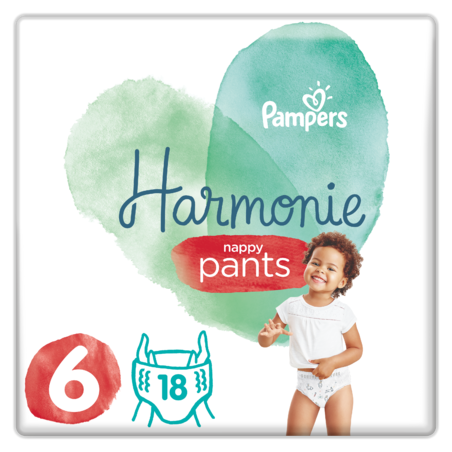 image produit PAMPERS Harmonie Pants Taille 6, 15+kg, Pack de 18 - Absorption & Respect de la Peau