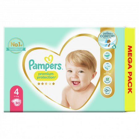 image produit PAMPERS Premium Protection Taille 4, 9-14kg, Pack x80 - Confort Durable & Protection