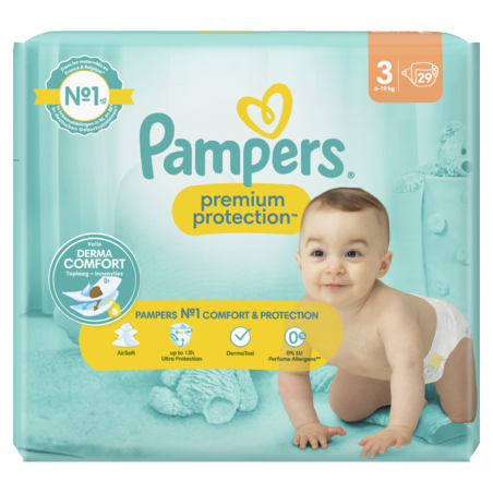 image produit PAMPERS Premium Protection Taille 3, Paquet de 29 - Confort & Absorption pour Bébés