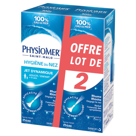 image produit PHYSIOMER Solution Jet Dynamique, 135ml x2 - Nettoyage Nasal Efficace & Confortable