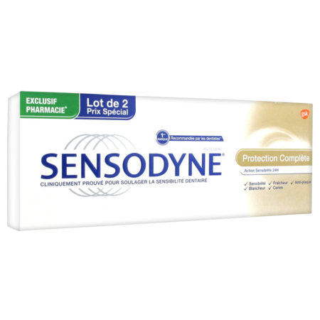 image produit SENSODYNE Dentifrice Protection Complète, Pack 75ml x 2 - Double Soin Intégral pour Sensibilité Dentaire