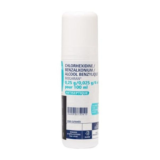 CHLORHEXIDINE BENZALKONIUM ALCOOL BENZYLIQUE BIOGARAN SOLUTION POUR APPLICATION LOCALE 100ML