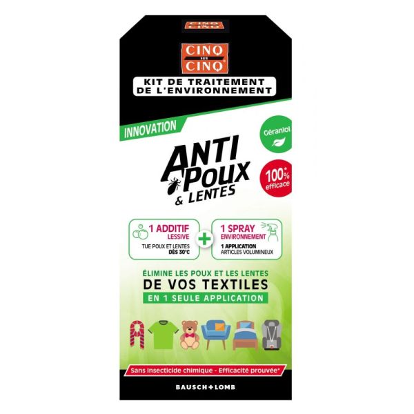 CINQ SUR CINQ KIT TRAITEMENT ENVIRONNEMENT ANTIPOUX LENTES