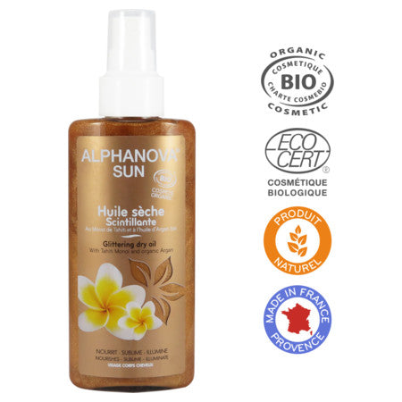 image produit ALPHANOVA SUN Huile Solaire Bio Scintillante, 125ml - Spray Protection Éco-responsable