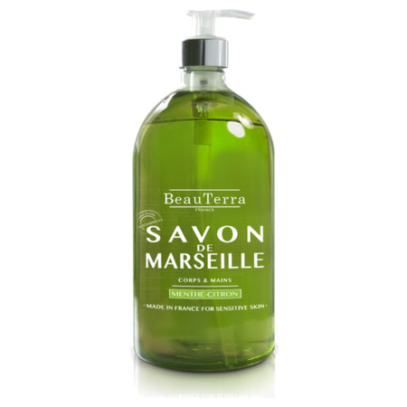 image produit BEAUTERRA Savon Liquide Menthe/Citron, 1L - Dynamisme & Fraîcheur Pétillante