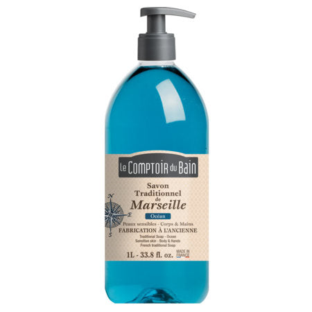 image produit Le Comptoir du Bain Savon Liquide Marine Océan, 1L - Pureté & Évasion