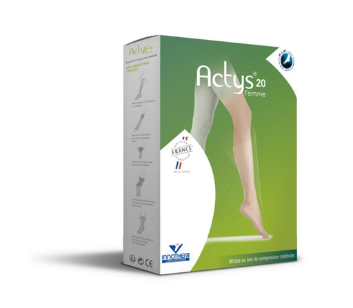 INNOTHERA-ACTYS20-2-BAS-CUISSE-AUTOFIXANT-FEMME-BEIGE-CLAIR-COURT-T1+