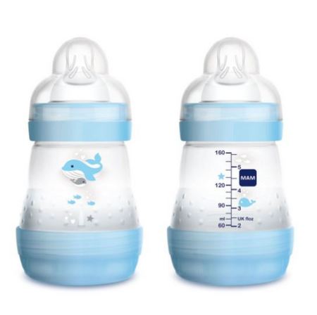 image produit MAM Biberon Easy Start Anti-Colique Aqua, 160ml - Solution Innovante pour les Nouveau-nés
