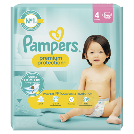 image produit PAMPERS Premium Protection Taille 4, Paquet de 25 - Protection Avancée pour Bébés