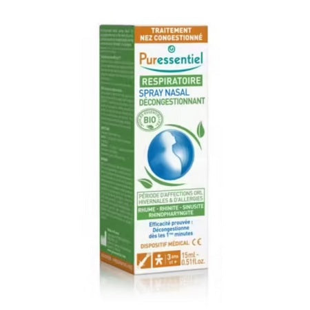 image produit PURESSENTIEL Spray Nasal Décongestionnant, 15ml - Soulagement Naturel & Respiratoire