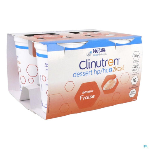 CLINUTREN DESSERT HP HC+ 2KCAL CREME FRAISE BISCUITEE 200G X4