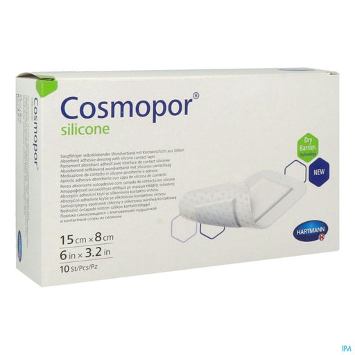 HARTMANN COSMOPOR SILICONE PANSEMENT HYDROCELLULAIRE MINCE AUTOADHERENT STERILE 15CM X 8CM 10